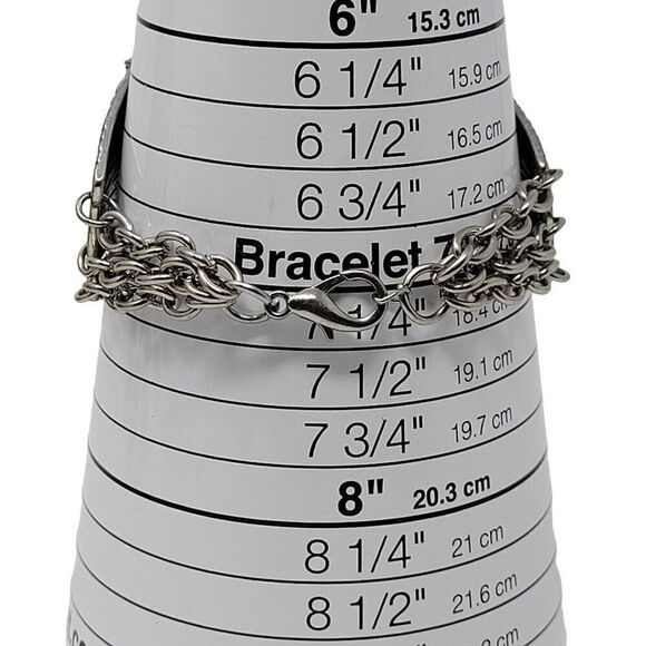 Silver Tone Wide Articulated Bracelet Rhinestone Coptic Maltese Cross Pirate - Picture 3 of 7